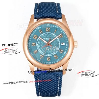 Patek Philippe Calatrava Blue Dial Rose Gold Strap Limited Edition Swiss Replica Watch 